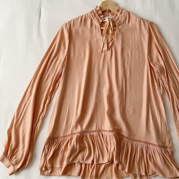 Ro + De Pink High Ruffle Neck Drop Waist Blouse - Picture 4 of 11